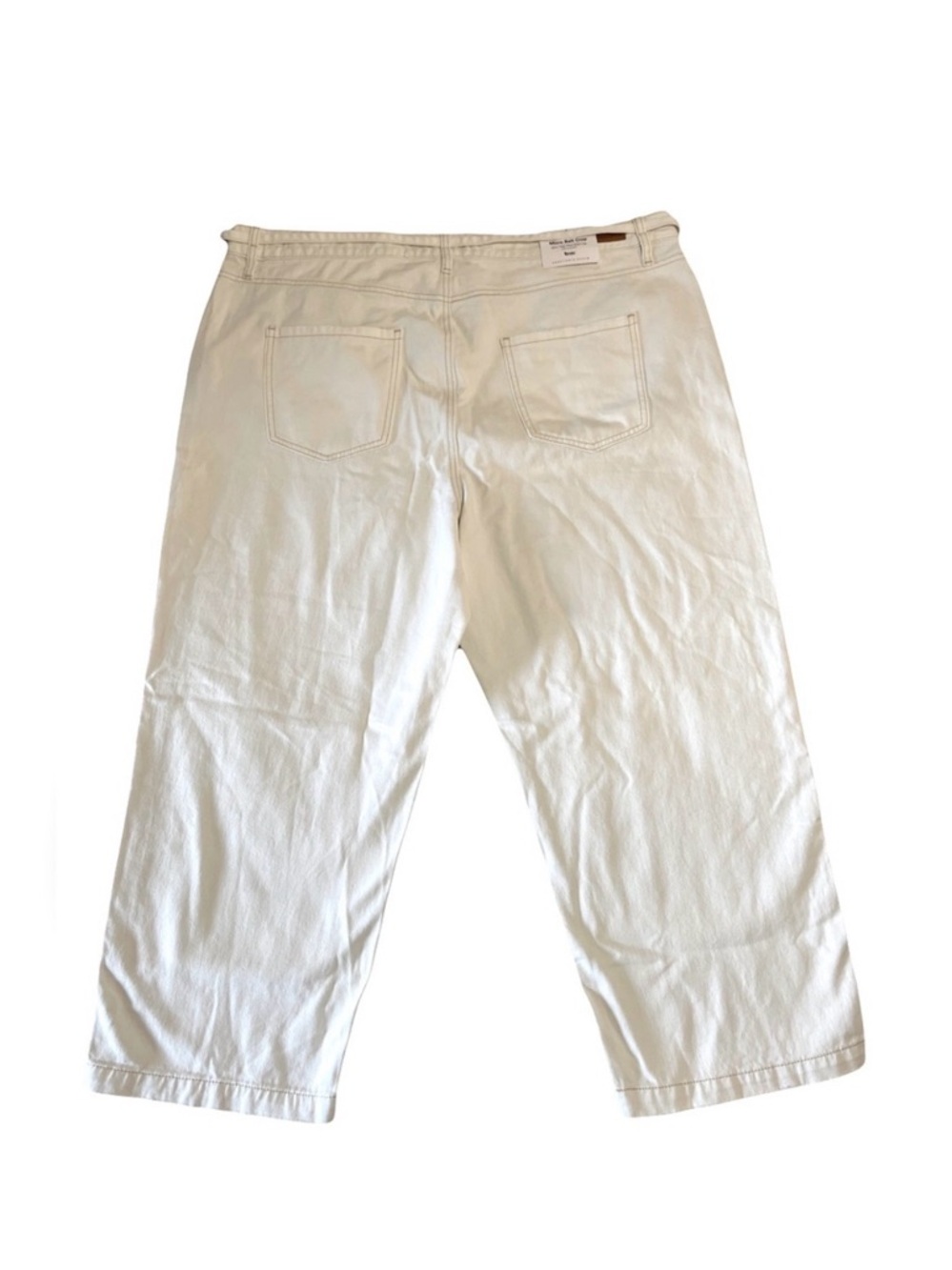 Sanctuary Denim Micro Belt Crop Wide Leg Jeans 20W NWT Cream Off-White Cotton - Picture 3 of 8